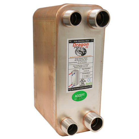 60 Brazed Plate 5"x12" Heat Exchanger 150,000 BTU